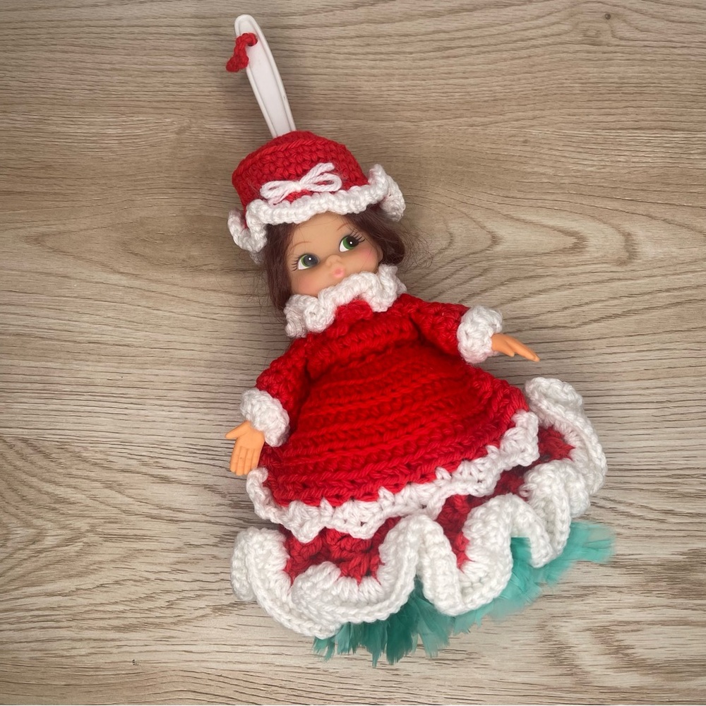 Vintage Crochet Feather Duster Doll Cover